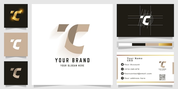 명함 디자인의 Letter T 또는 Tc 모노그램 로고