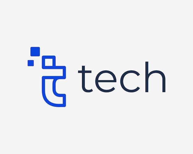Vector letter t pixel digital technology innovation modern simple line art linear vector logo design
