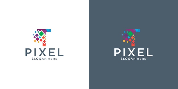 Letter t pixel logo designs