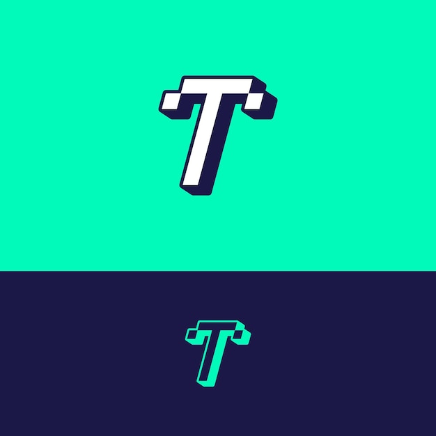 文字tピクセルロゴのテンプレートデザイン