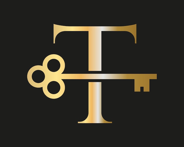 Letter T Real Estate Logo Concept With Home Lock Key Vector Template Luxury Home Logo Sleutelteken