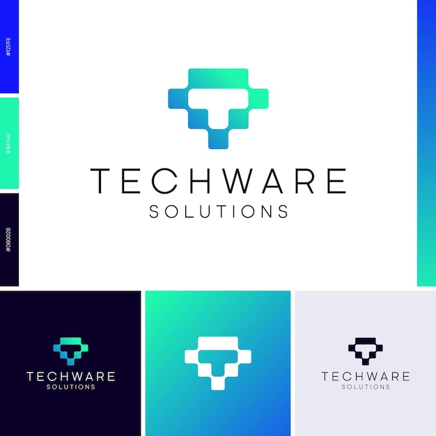 Vector letter t software company logo design