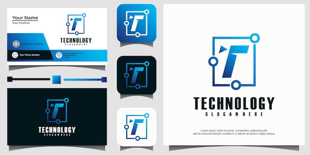 편지 T 기술 로고 디자인 서식 파일