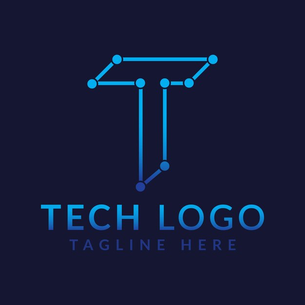 Vettore di progettazione del logo della tecnologia della lettera t