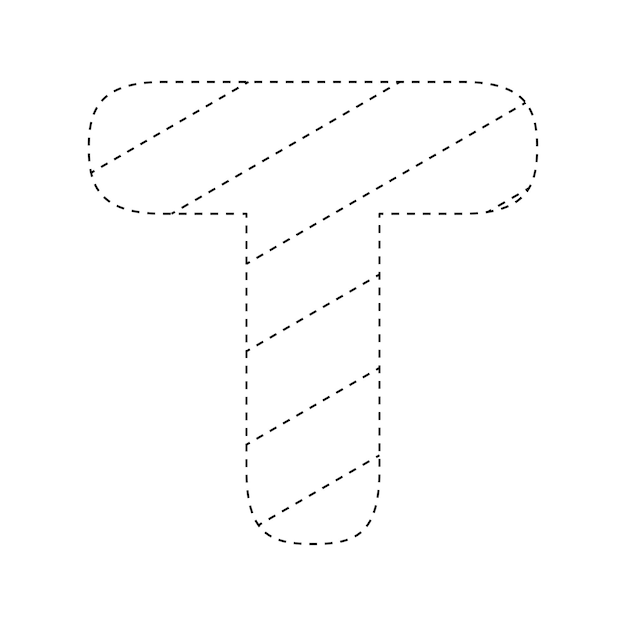 Letter T tracing worksheet for kids