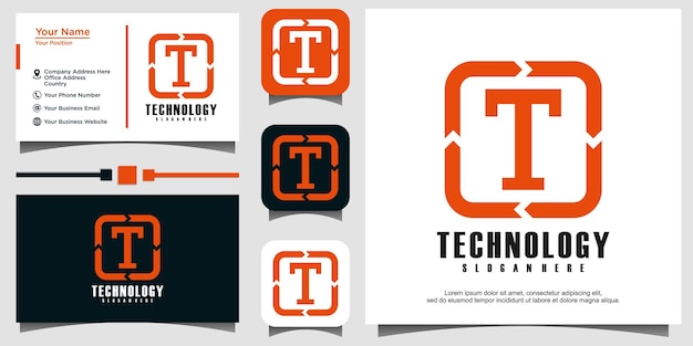 letter T voor technologie logo ontwerpsjabloon