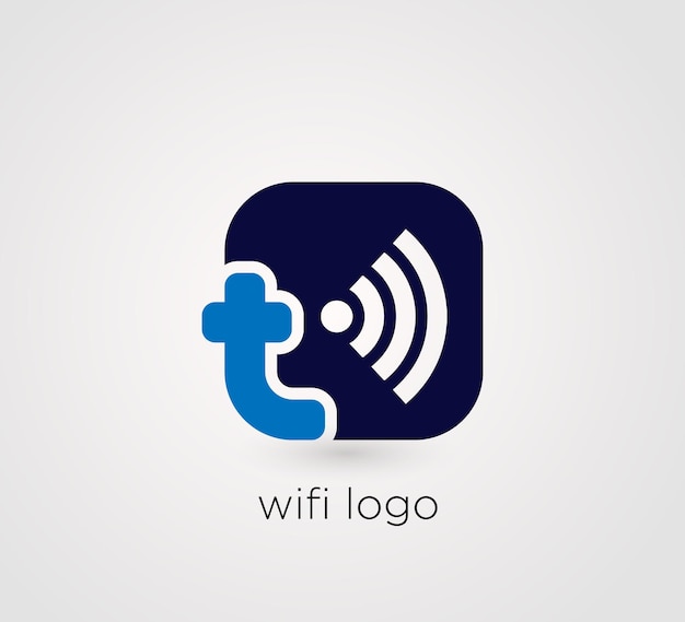 Vettore modello di progettazione del logo del segnale wifi con la lettera t