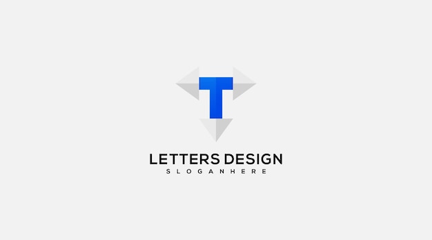 letter T with arrow line logo design