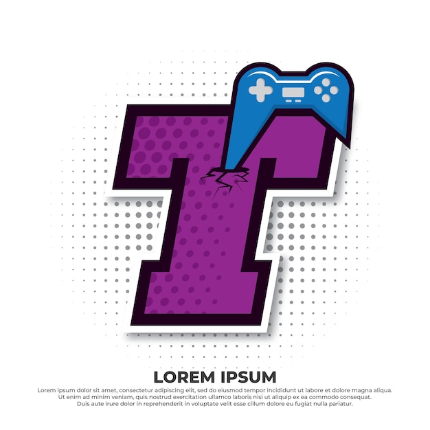 Letter T with game icon Gaming Console Esport Logo Designs with pop style