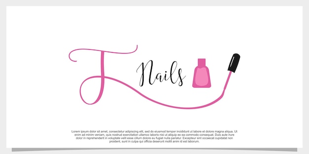 Letter t with icon nail polish logo design template