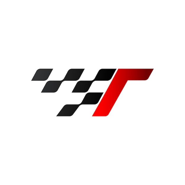 Буква Т с логотипом гоночного флага