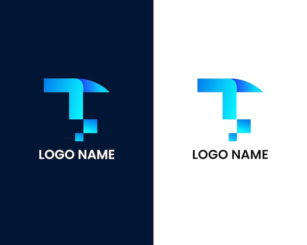 letter t with tech logo design template