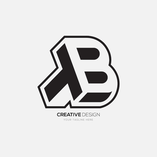 Letter Tb or Bt initial modern negative space abstract monogram logo