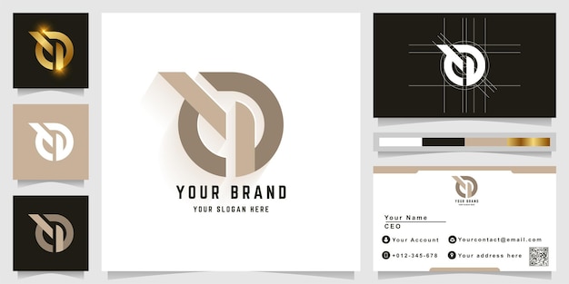 letter td or ta monogram logo with business card design