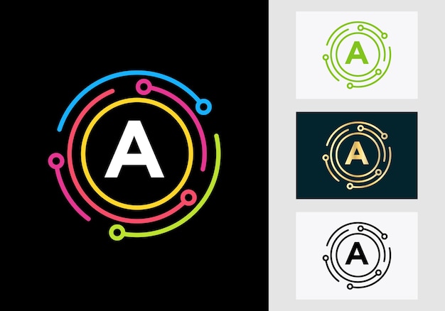 Vector letter a technology logo design. network logo symbol