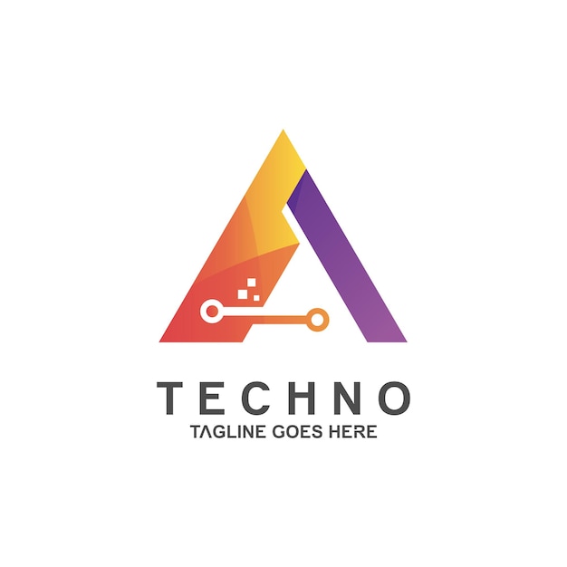 Letter a technology logo design premium