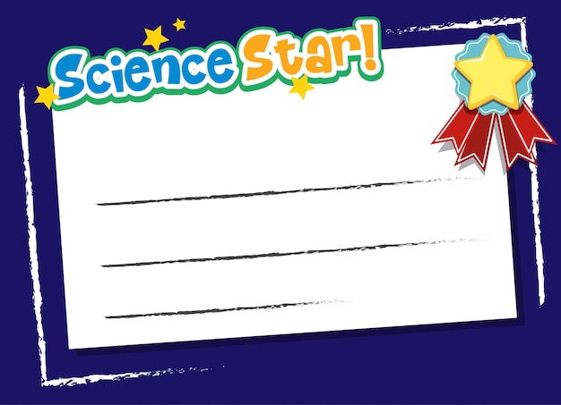 Letter template with word science star and ribbon