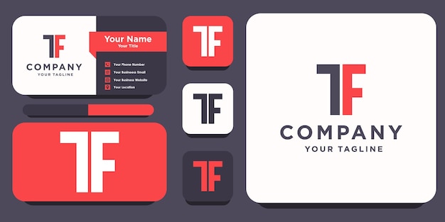 Letter TF or FT monogram logo with business card design premium vector Premium Vector