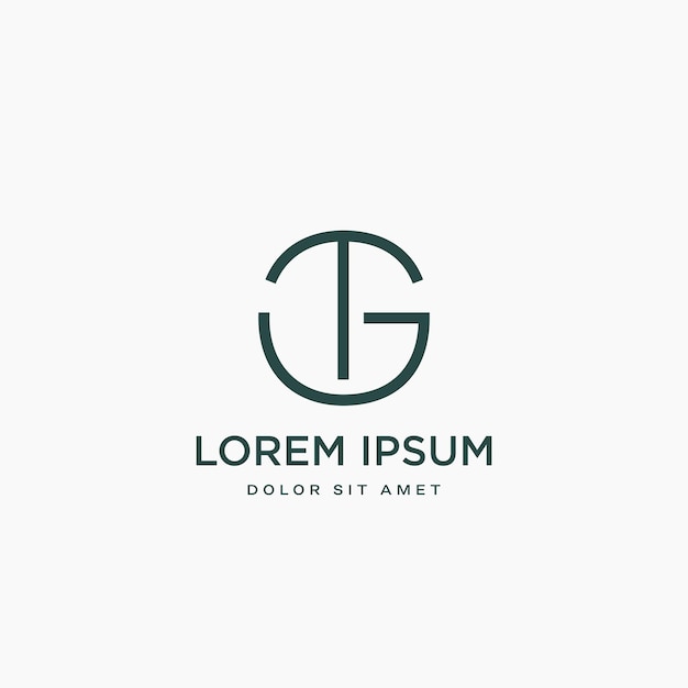 Letter TG of GT eenvoudige minimale lijn logo pictogram teken symbool Circle badge logotype vectorillustratie