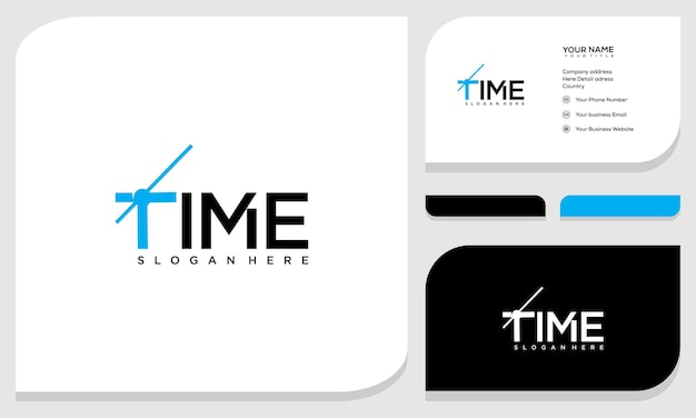 Vector letter time logo design with clock icon