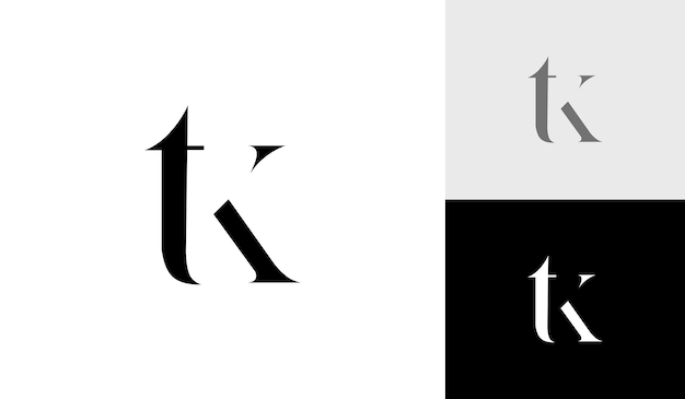 Letter TK or KT monogram logo design vector