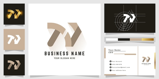 Letter TN or TV monogram logo with business card design