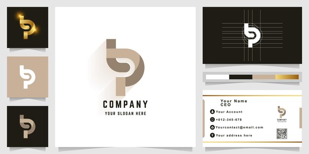 Letter tP or LP monogram logo with business card design