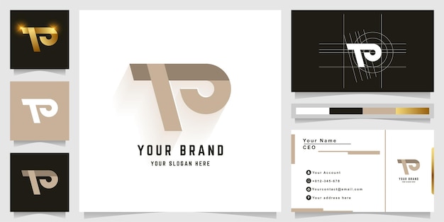 Letter TO or TP monogram logo with business card design
