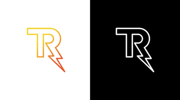 Letter tr logo and lightning thunder monogram icon Design template