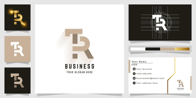 Letter tr of tbr monogram logo met visitekaartje ontwerp