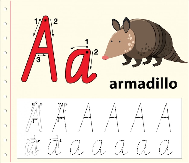 Letter A tracing alphabet worksheets