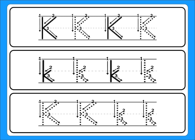 アズから手描きの文字追跡 子供のための手描き追跡ワークシート ペンコントロールと手書きの練習