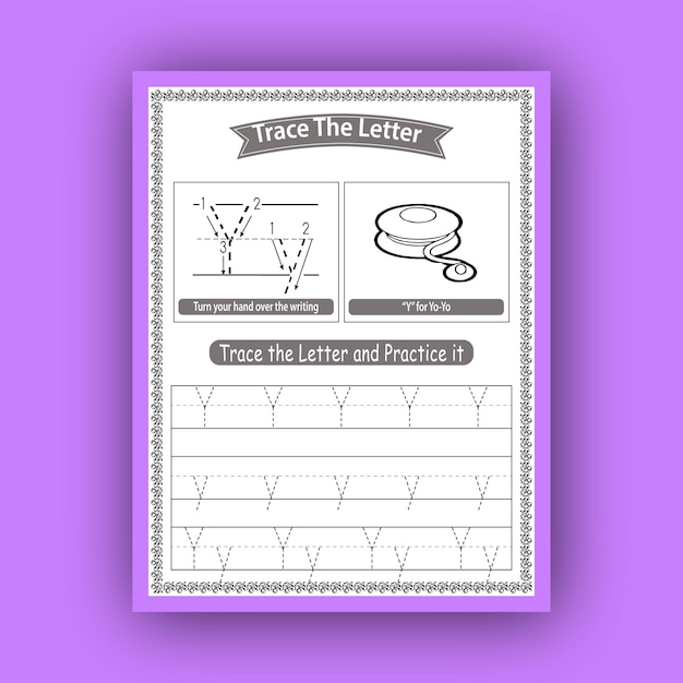 Vector letter tracing worksheet for kids