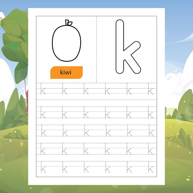 Vector letter tracing worksheet for kids