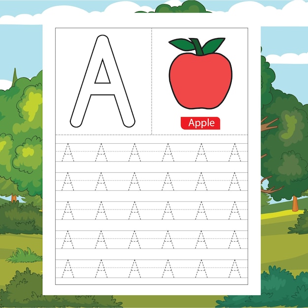 Vector letter tracing worksheet for kids