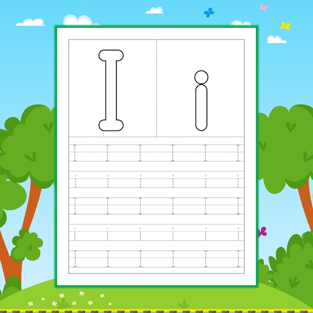 Vector letter tracing worksheet for kids