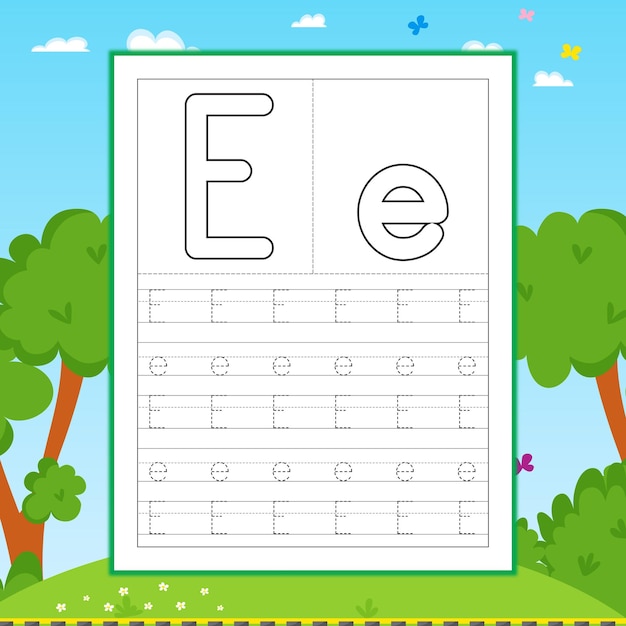 Vector letter tracing worksheet for kids