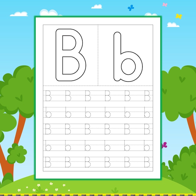 Vector letter tracing worksheet for kids