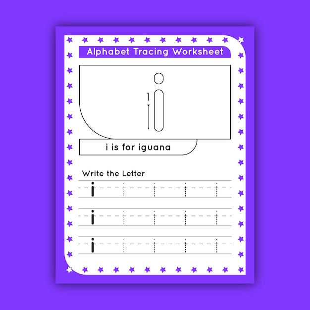 Vector letter tracing worksheets for kids - lowercase