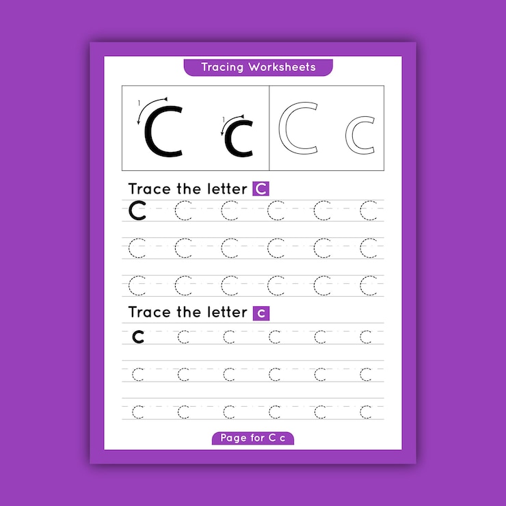 Vector letter tracing worksheets for preschooler kids with a to z