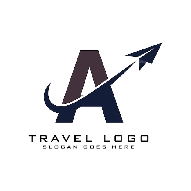 Letter A Travel Logo Alphabet A Plane Icon for travel agency