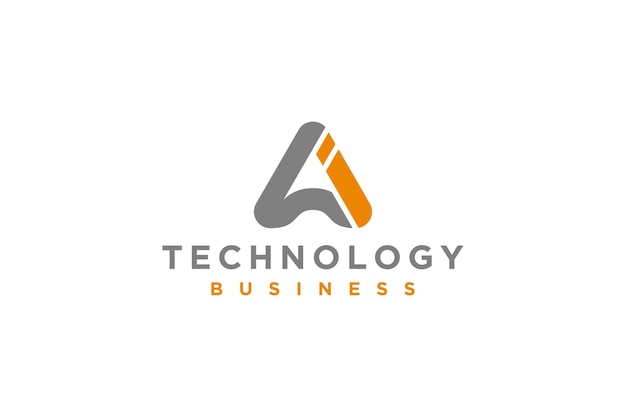 A letter triangle logo design technology business icon symbol