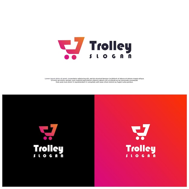 Letter trolley logo design concept bussines internet, Letter Shoping cart Logo design template