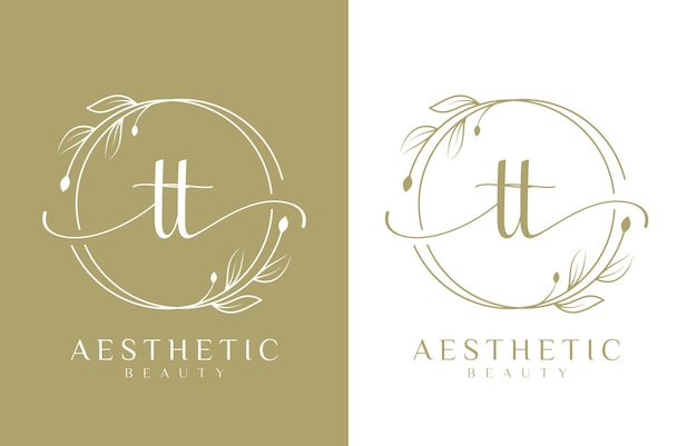 letter tt beauty logo with flourish ornament