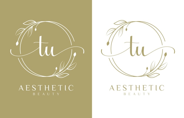 letter tu beauty logo with flourish ornament