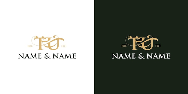 Letter tu name wedding invitation logo template