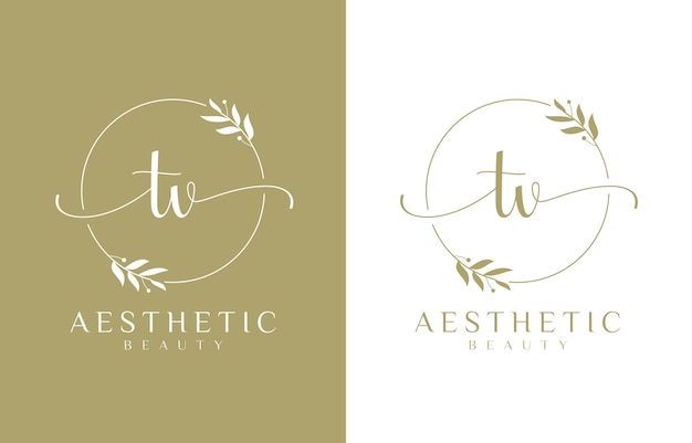 letter tv beauty logo with flourish ornament
