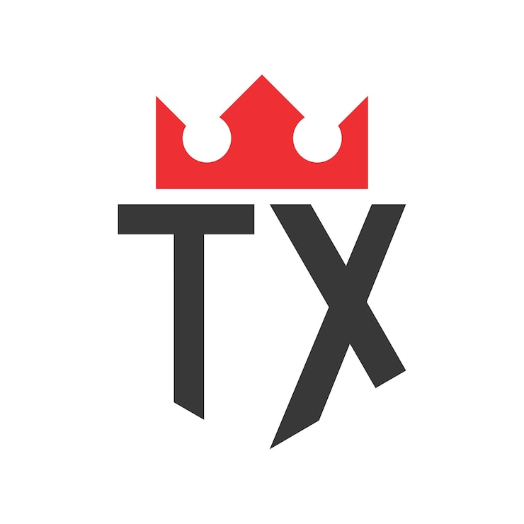 Vector letter tx crown logo kroon op letter tx logo ontwerp template