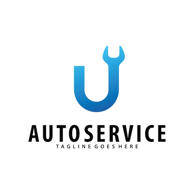 Letter U, Auto Service-logo ontwerpsjabloon