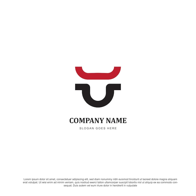 Letter U bull or cow head with horn logo design